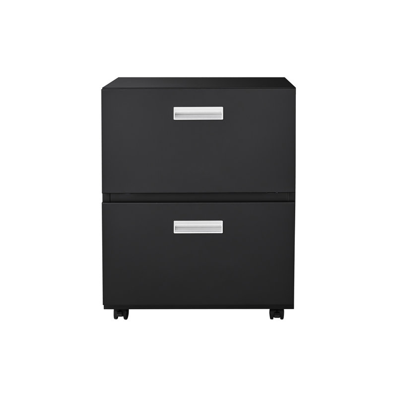 Rangement pour armoire de bureau en métal noir: support à 2 portes avec 4 roulettes, cloison réglable, apparence élégante, pour les zones d'impression