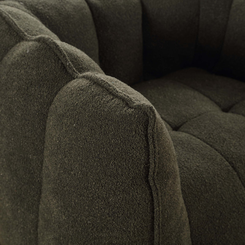 Comfortable Lazy Sofa with Footstool,Soft Bean Bag Chair for Living Room, 26" H x 42.5" W x 33.5" D, Olive Green Chenille