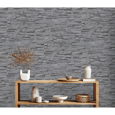 Rouleau de papier peint effet pierre de granit Bricks and More Collection