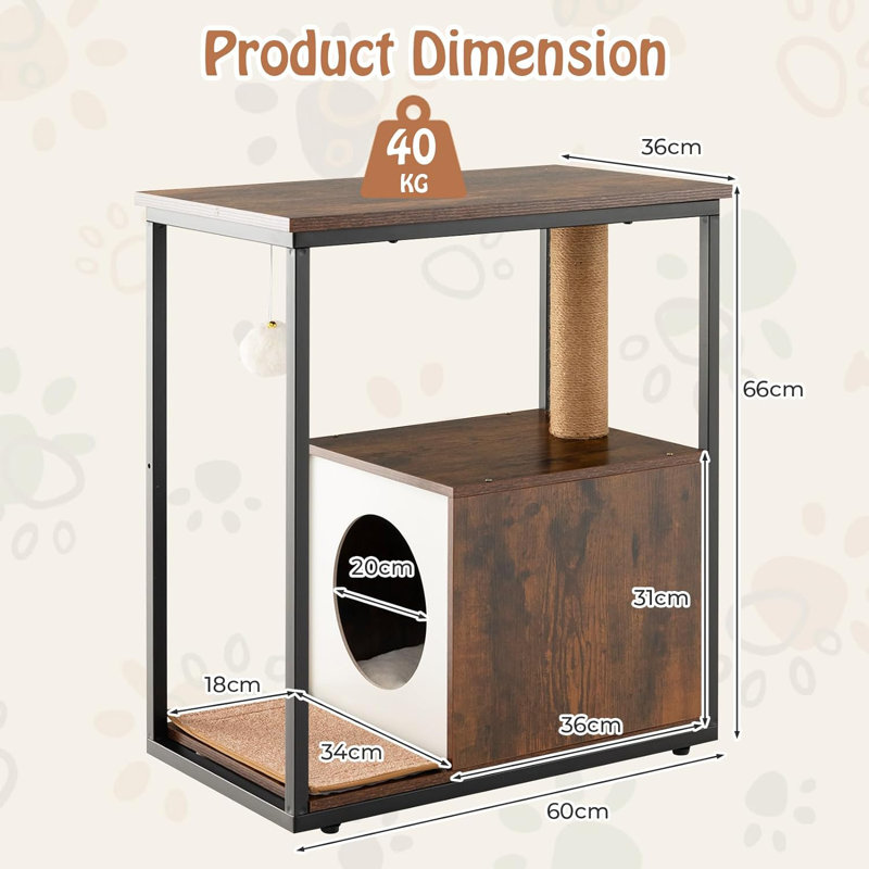 Litter Box Enclosure, Brown