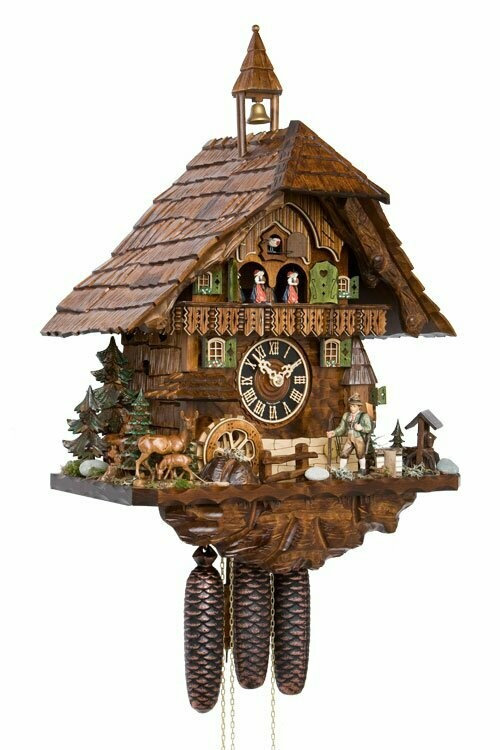  Hand-Carved German Cuckoo Clock with Hunter