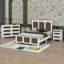 Ensemble de chambre à coucher 4 pièces, lit plateforme de ferme avec décoration en bois, table de chevet et commode avec poignée en métal-112402305-112402304