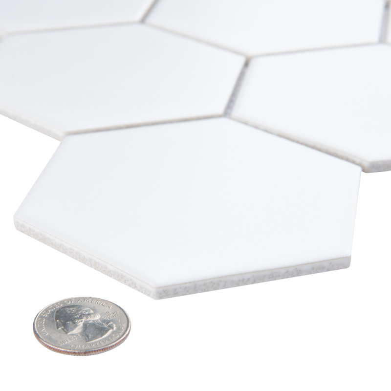Metro Super 4" Hex Matte White 10" x 11-1/2" Porcelain Mosaic Tile