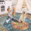Tapis floral floral en polyester bleu sarcelle / rouge-1993087723