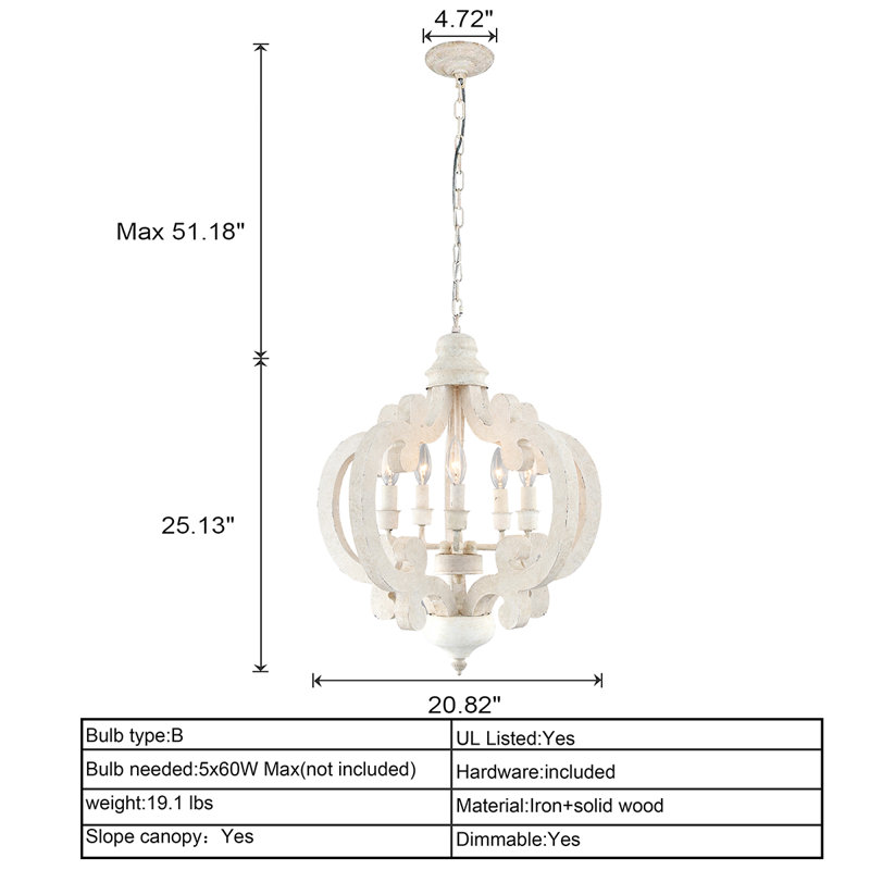 Lustre géométrique en bois 5 lumières Lazlo