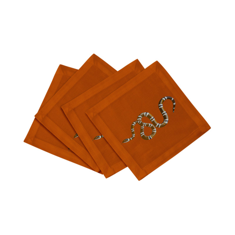 Serviettes de table en satin de coton Serpent, Orange brûlé