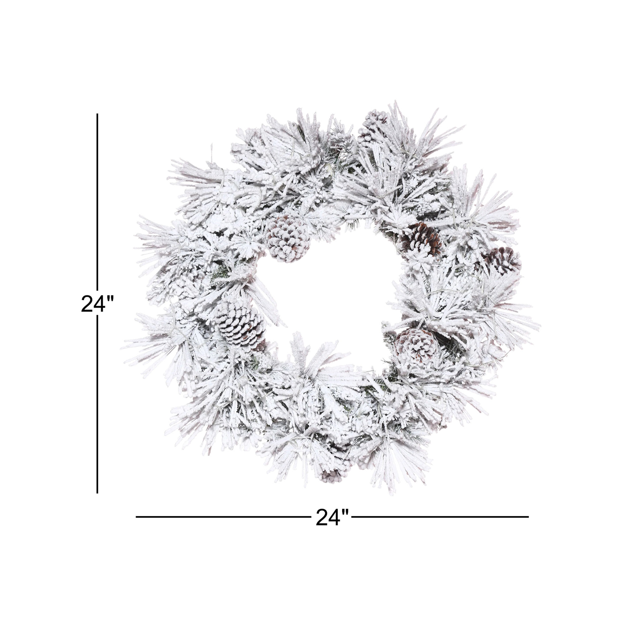 Odaniel Flocked Atka Artificial Christmas Wreath, 24" H x 24" W x 3" D
