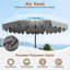 Parasol de patio 9 pi avec base lestée, sacs de sable, bouton poussoir, manivelle, nervures robustes, gris-1164618054