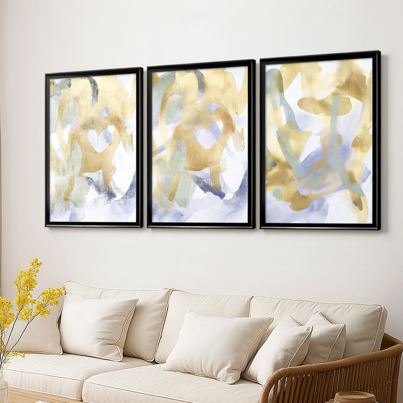 ABSTRACT Series DCCL XXXVII - Toile tendue avec châssis sur mesure - 3 pièces, H 21 po x l 30 po