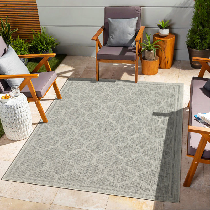 Silver Indoor/Outdoor Area Rug, Rectangle 7'10" x 10'3"