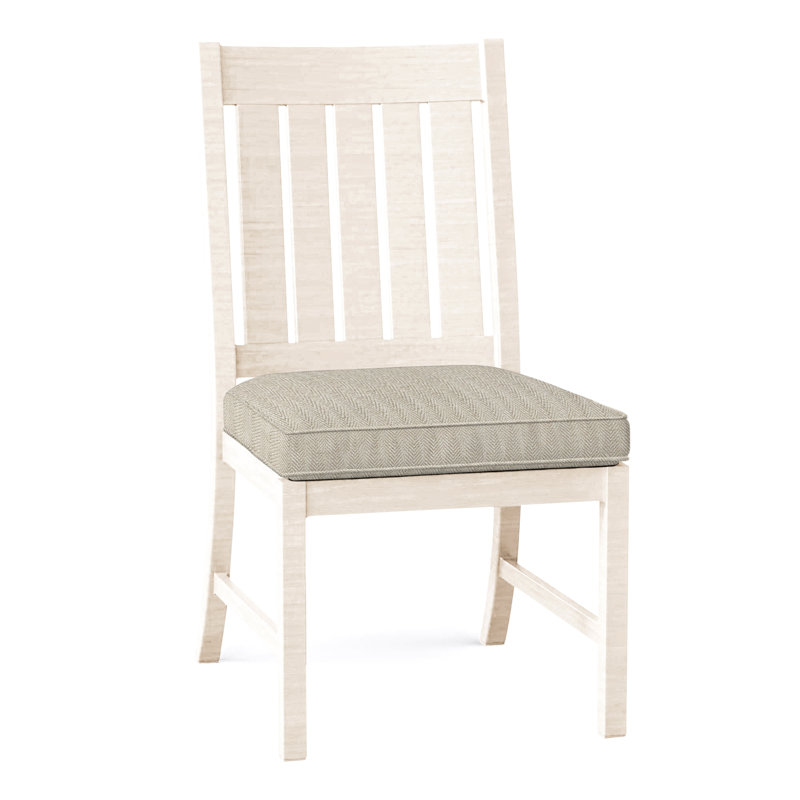 Club Patio Dining Side Chair with Cushions, Welt, Slate Gray, Herringbone Sand