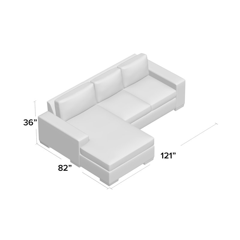 Dale Upholstered L-Shaped Sectional, Key Mocha, Natural, Left Hand Facing