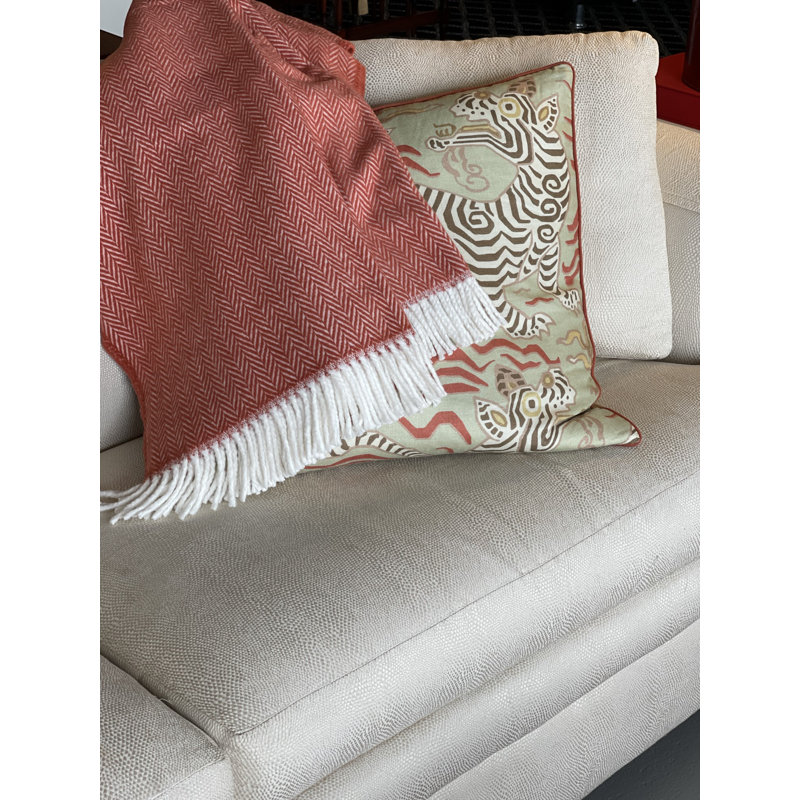 Jeté Slanted, Orange / chevron blanc