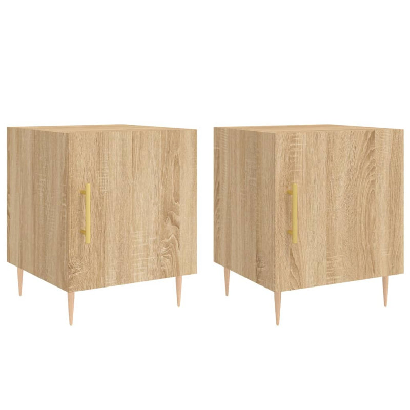 Bouzov 40 cm W Iron Bedside Table, Sonoma Oak