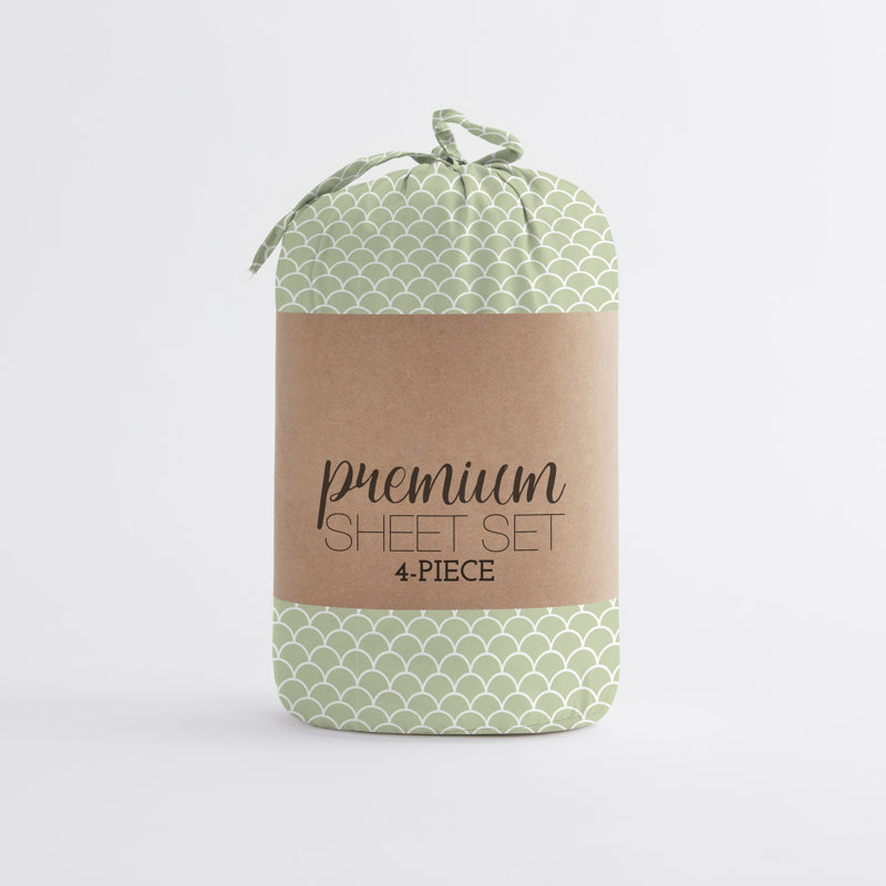 Simply Soft™ Scallops Pattern Microfiber Sheet Set, Sage Scallops, Queen