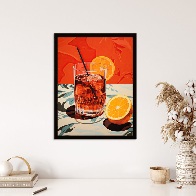 Negroni Nights Orange Cocktail Kitchen - Single Picture Frame Print