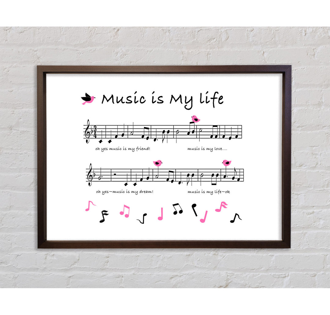 Music Is My Life White - Einzelner Bilderrahmen Kunstdrucke auf Leinwand