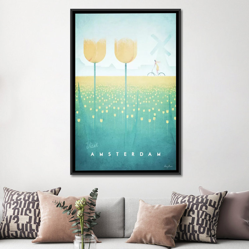 «Amsterdam», impression sur toile, H 60 po x l 40po x P 1,5 po, Toile avec cadre noir, Pas de tapis