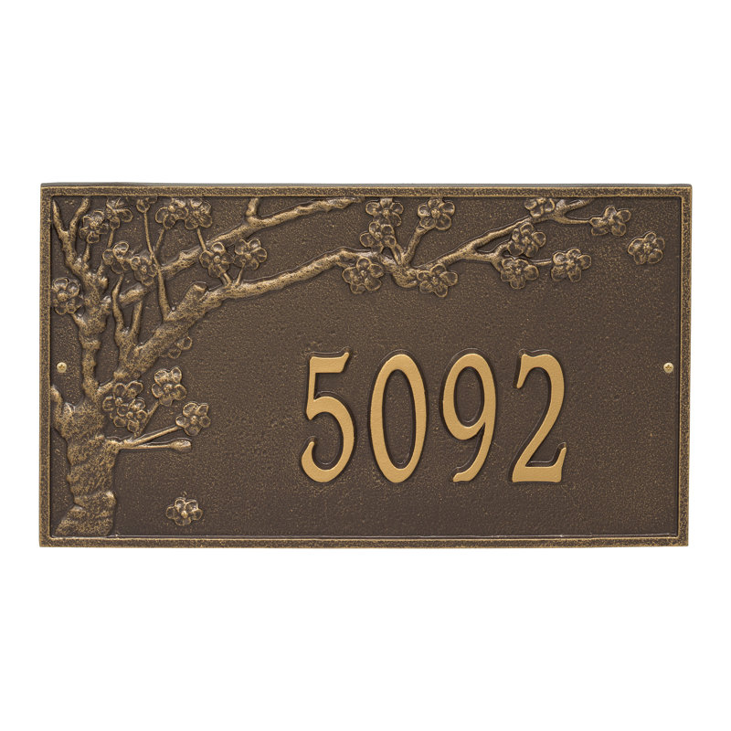 Plaque d'adresse murale 1 ligne Spring Blossom, Bronze/Doré, Oui