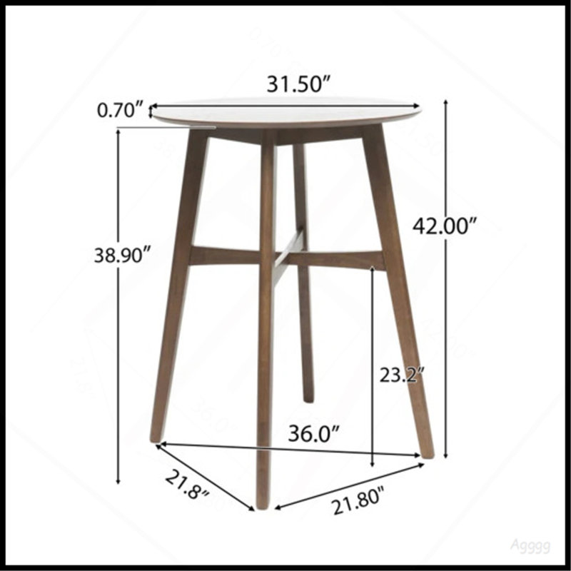 Table de bar ronde en bois Mid-Century, Natural Walnut