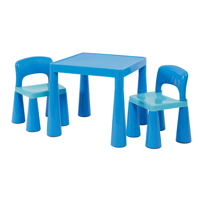 Kids Plastic Table and Two Chairs Set, Blue