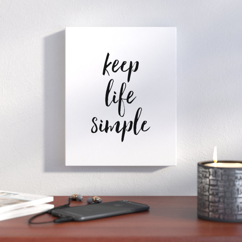 «Keep Life Simple», reproduction d'art textuel sur toile, H 10 po x l 8 po, Toile tendue
