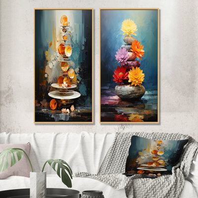 Spiritual Zen Balance Stone I - Ensemble de 2 impressions sur toile Spiritual Stone
