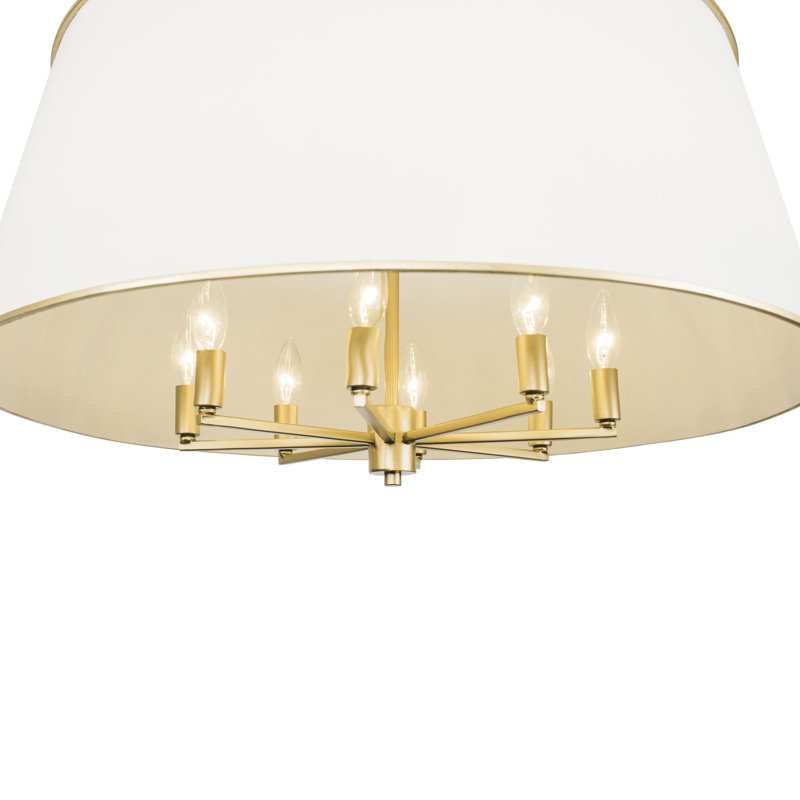 Luminaire suspendu 8 lumières Coco, Blanc mat, Blanc mat / or français, 8