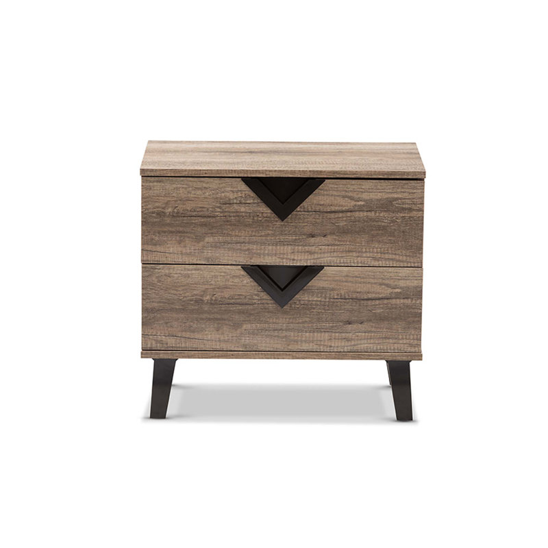 Table de chevet 2 tiroirs Elkin en brun clair
