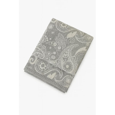 Grey Paisley Jacquard Soft Polyester Wool Throw Blanket 50" X 60"