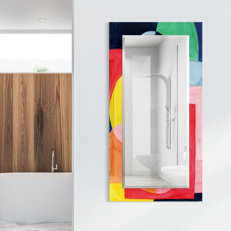 Anabia Colorful Modern & Contemporary Rectangular Beveled Art Wall Mirror, 54" x 28"