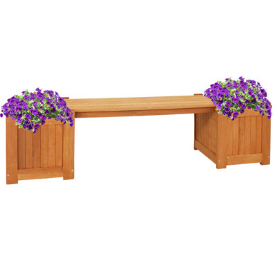 Banc de jardin sans dossier Turville Meranti avec jardinières intégrées