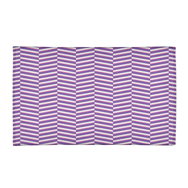 Tapis à rayures en mauve/blanc, Rectangle 5 pi x 7 pi