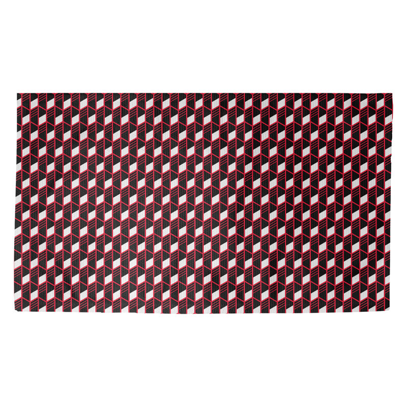 Tapis géométrique rouge/noir Avicia, Rectangle 2 pi x 3 pi 4 po
