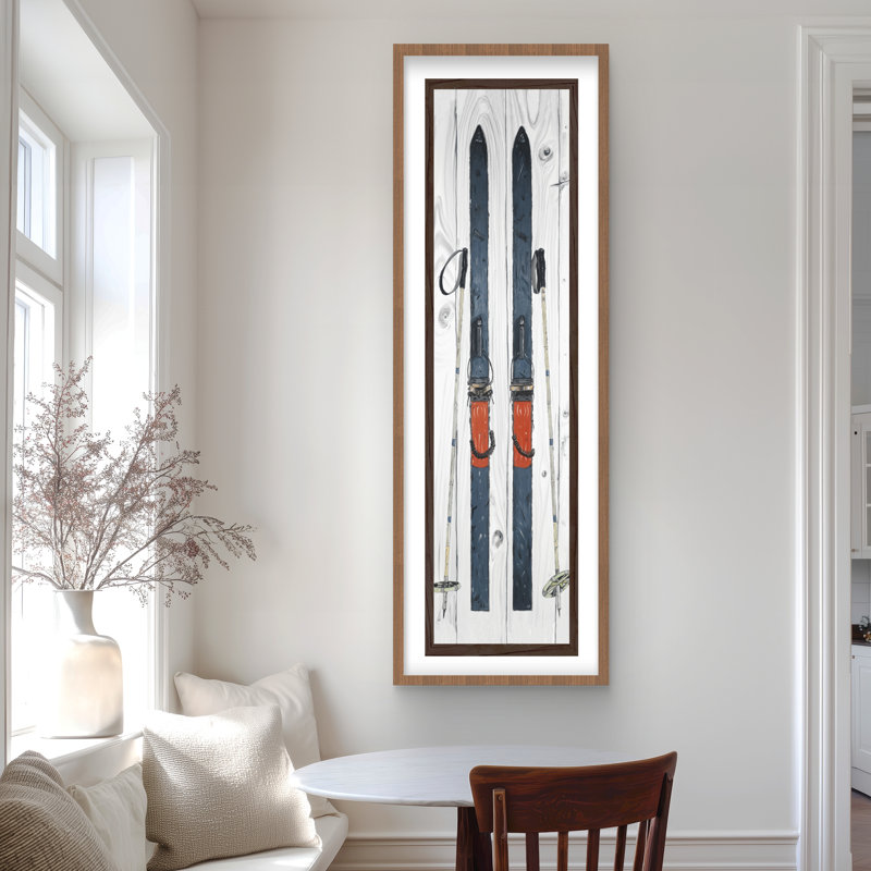 Blue Ski Vintage - reproduction encadrée avec passe-partout pour la décoration intérieure