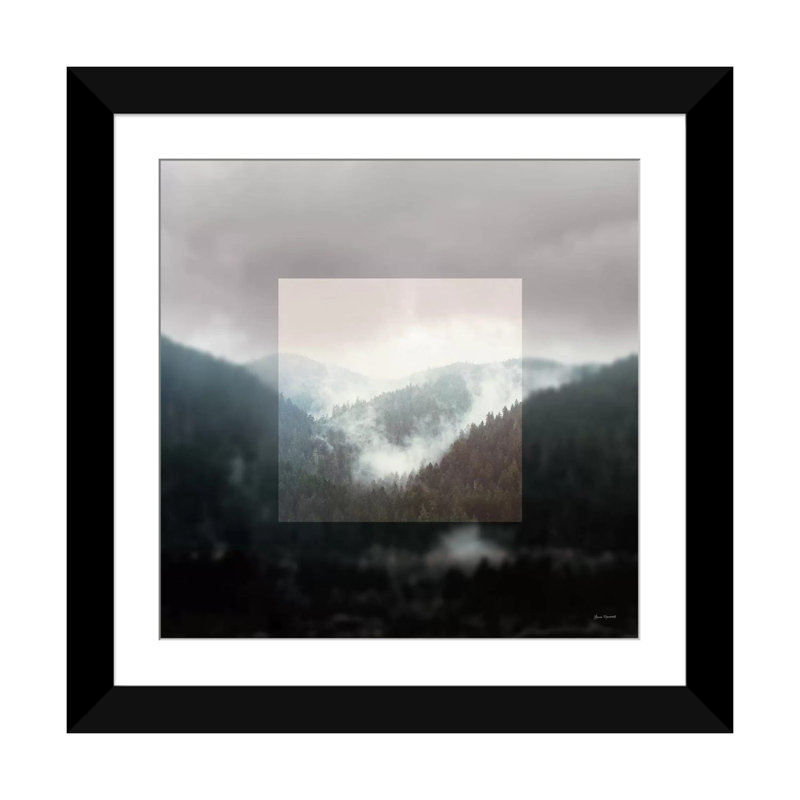 Paysage encadré I, reproduction de photo sur toile tendue, H 24 po x l 24 po x P 1 po, Papier d'art encadré noir, Blanc