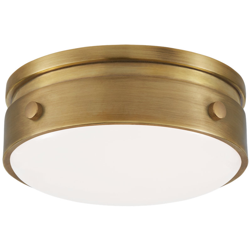 Thomas O'Brien Hicks 5.5" Solitaire Flush Mount, Hand-Rubbed Antique Brass