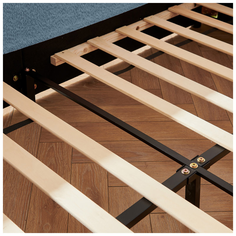 Lit plateforme tapissier pleine grandeur Aurelia, Blue