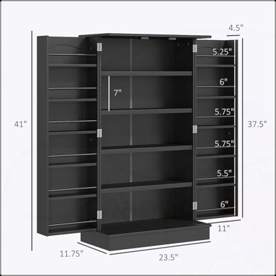 Freestanding Kitchen Pantry Storage Cabinet with 12 Door Shelves, Double Doors, and Adjustable Shelving for Enhanced Organization and Aesthetic Appeal by Ebern Designs