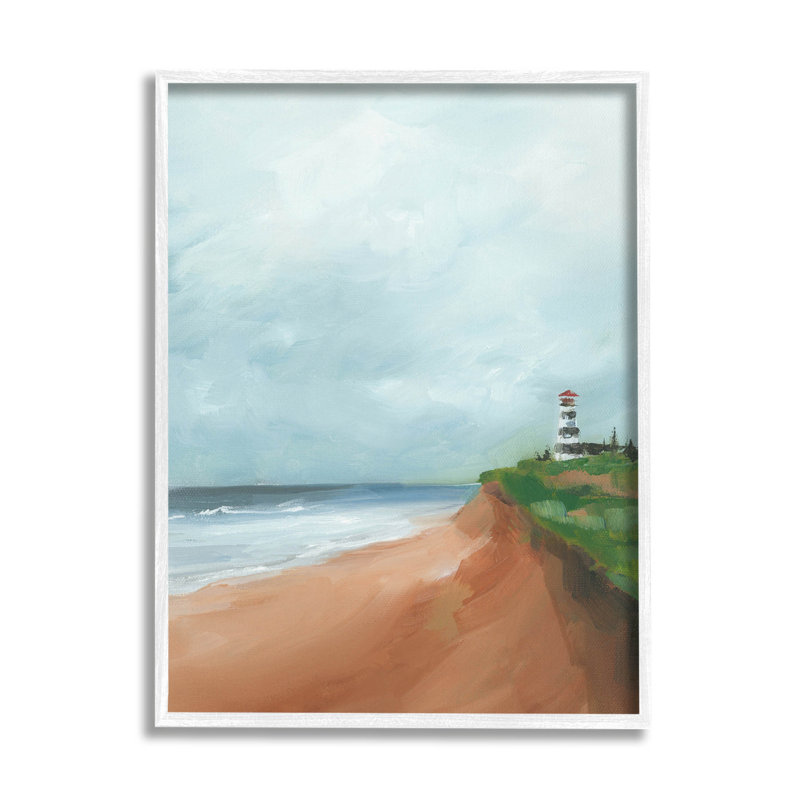 Distant du phare sur la plage, estampe numérique par Caverly Smith, H 14 po x l 11 po x P 1,5 po