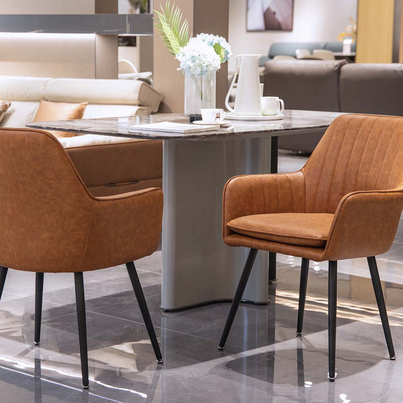 Chaises d'appoint avec pieds en métal, Brun, Noir