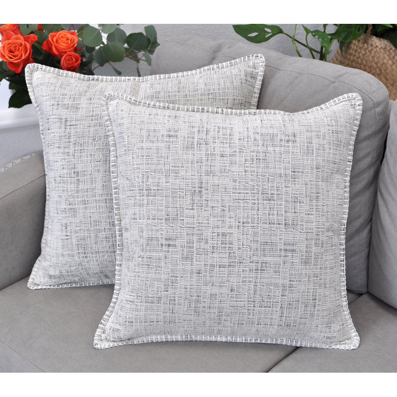 Olive Green Chenille Square Throw Pillow Covers with Piped Edges, 20x20, Set of 2
