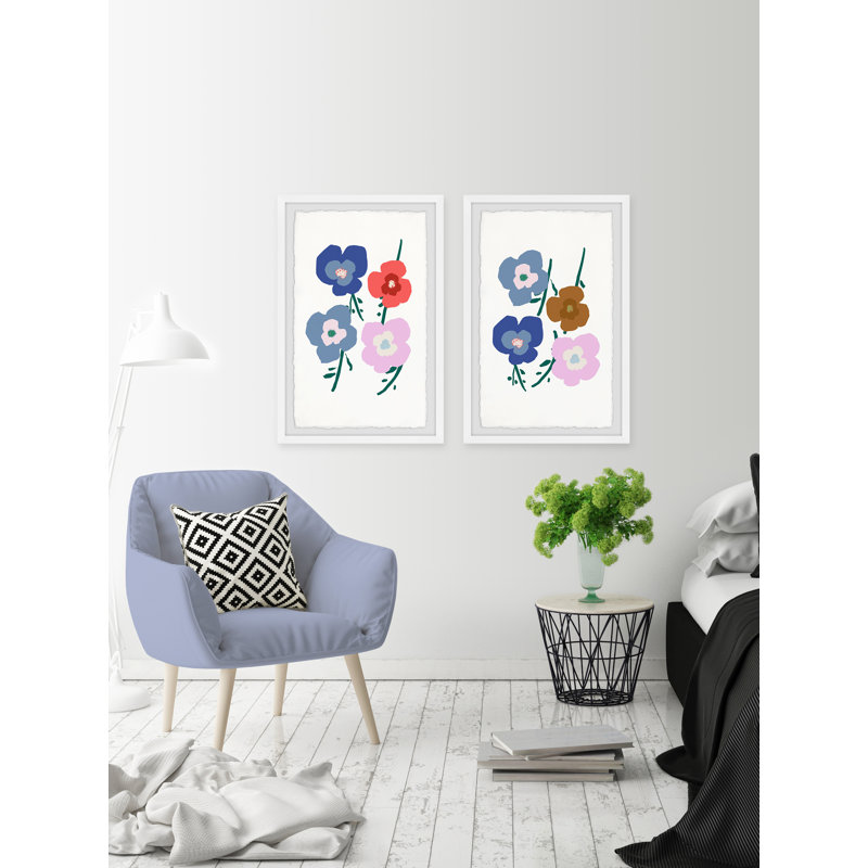Flowers Are Friends - 2 Piece Single Picture Frame Painting Set, 30cm H x 20cm W x 3.81cm D