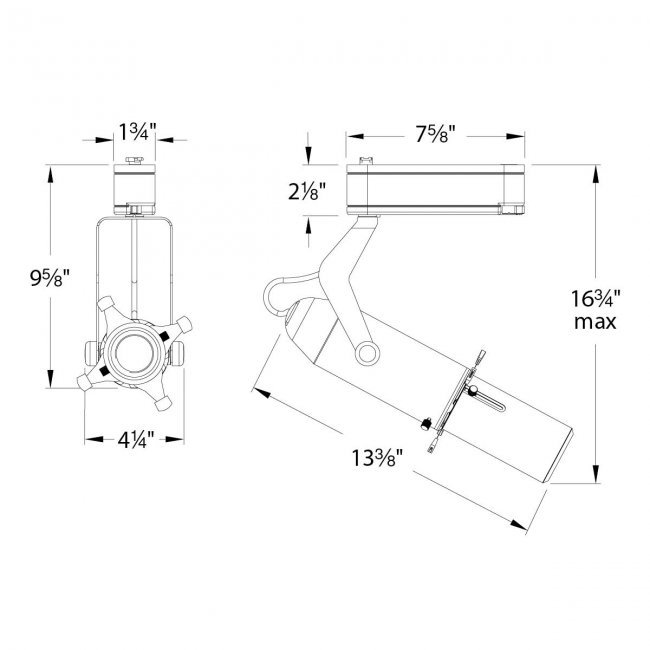 Tête de rail pour projecteur de charpente, Blanc, Série Juno