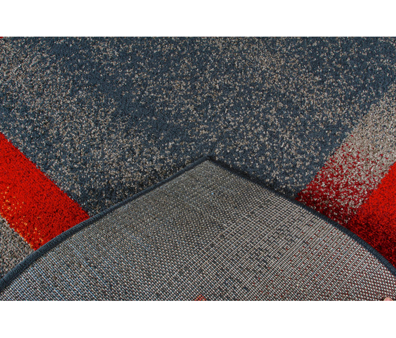 Tapis gris/rouge moderne résistant aux taches Mcginn