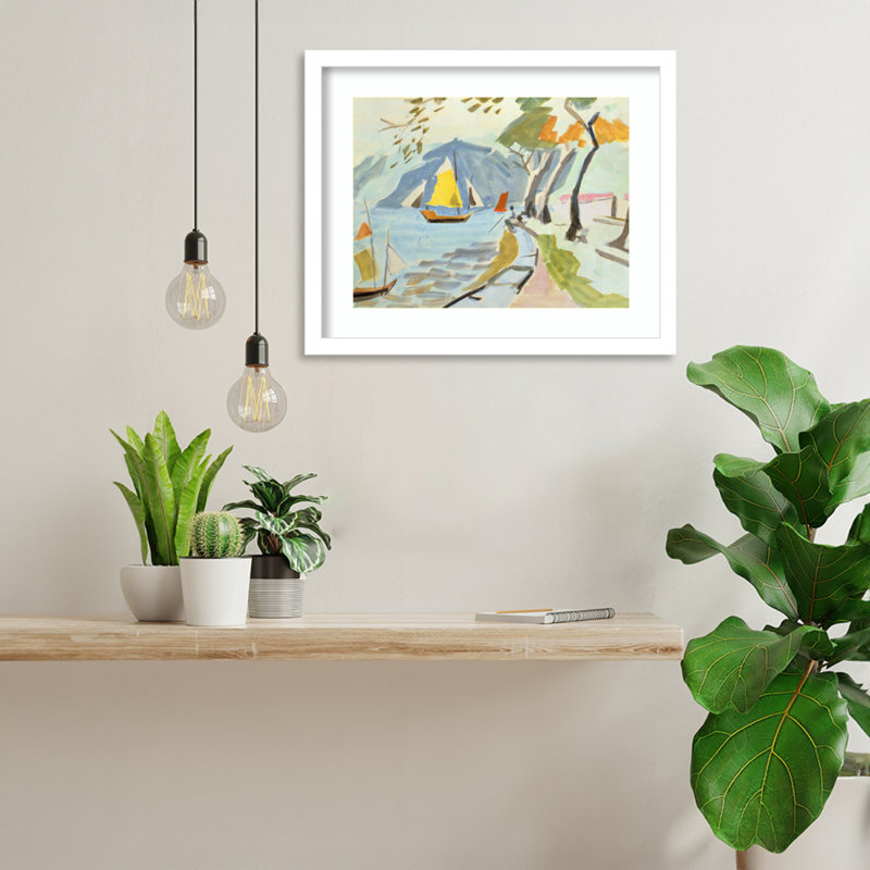 Macau Shoreline Framed On Paper by Anne Durham Print, 14" H x 17" W x 1" D, White