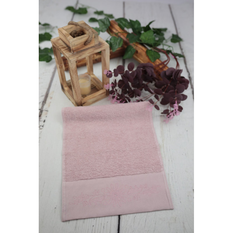 Serviette 100% coton Benvinda, Rose cendré / rose