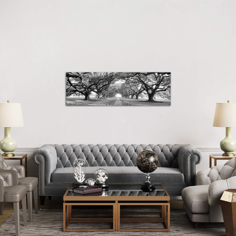 Brick Path Through Alley Of Oak Trees, Louisiana, New Orleans, USA - Wrapped Canvas Panoramic Print