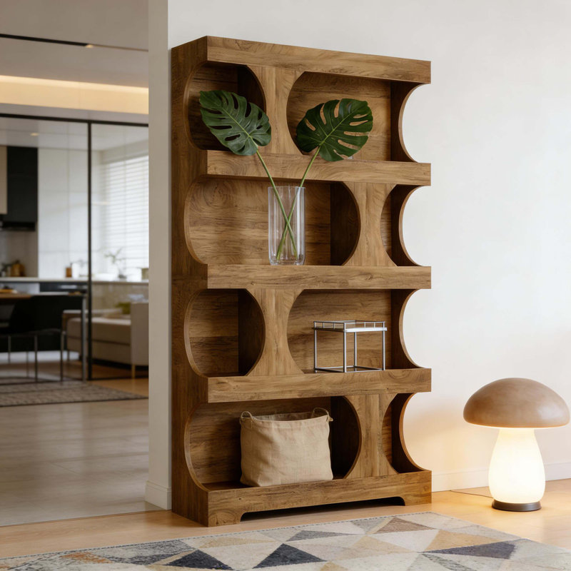 Practical Display Shelves,Bookshelf,S-Shaped Storage Bookcase, Brun