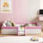 Queen Size Upholstered  Daybed Frame With Fence And Stairs-121206479-121206478